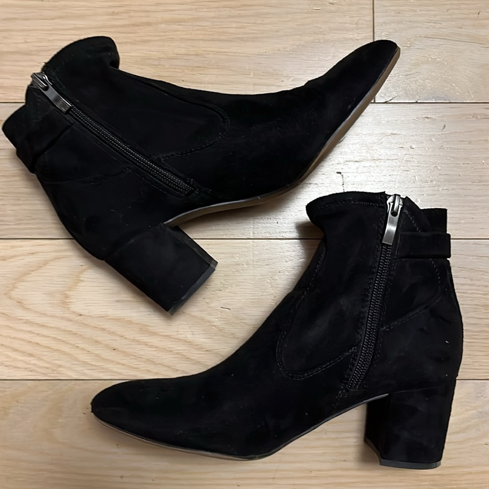 Franco Sarto Black Suede Ankle Bootie